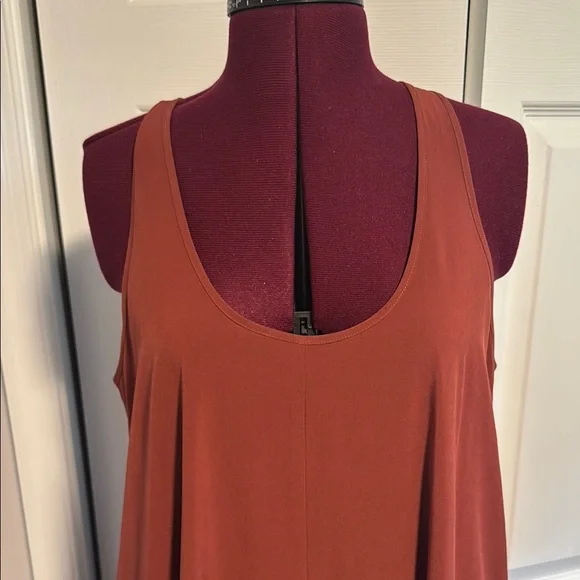 Athleta Terracotta Lightweight Racerbk Tank Presidio Dress with Handkerchief Hem - Picture 3 of 7